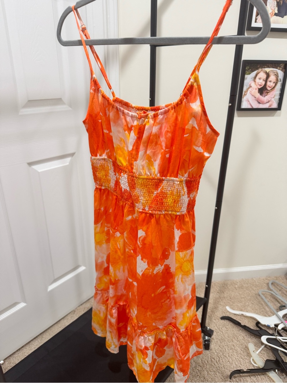 Cupshe Orange Floral Smocked Mini Dress
